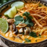 Cremiges Khao Soi mit Hähnchen, Kokosmilch und Champignons First Image First Image