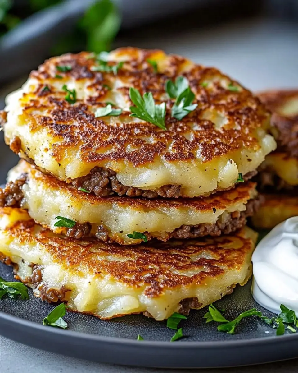 Kartoffelpüree Pfannkuchen mit Fleischfüllung: Indulgent Comfort Food