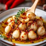 Konfierter Knoblauch mit Chiliflocken First Image First Image