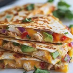 Hähnchen-Käse-Quesadillas mit Gemüse und Avocado First Image First Image
