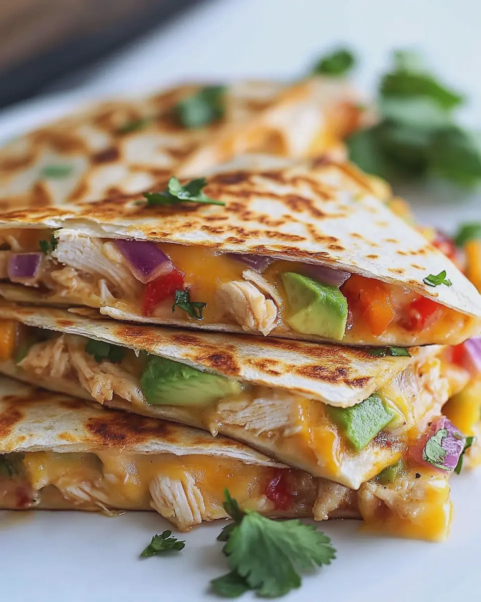 Hähnchen-Käse-Quesadillas mit Gemüse und Avocado: Irresistibly Cheesy!