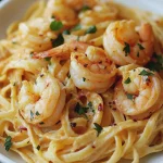 Cremige Linguini mit würzigen Garnelen First Image First Image
