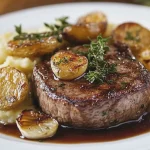 Filet mit Knoblauch und Kartoffeln First Image First Image